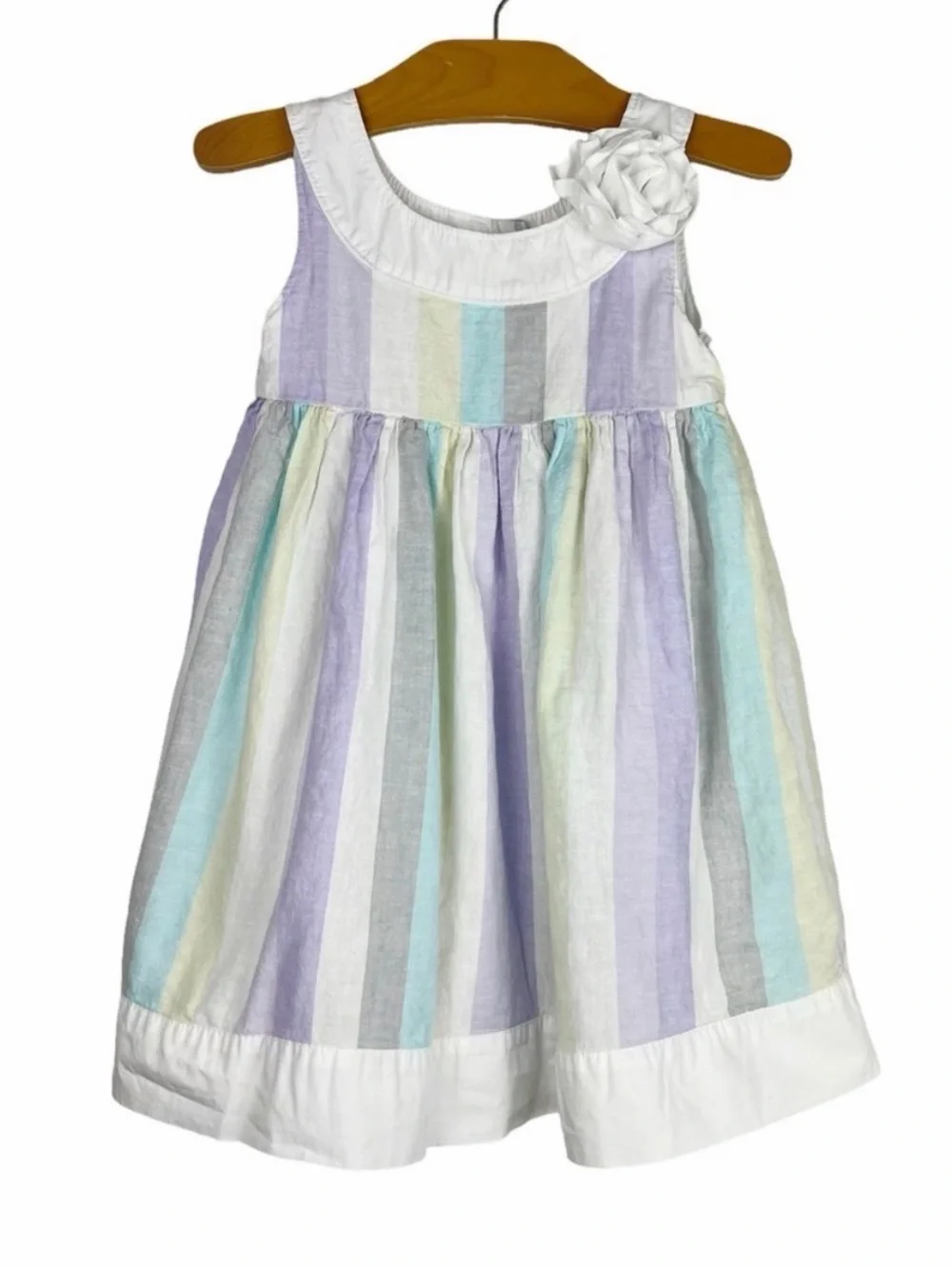 Gymboree Striped Blossom Linen Blend Dress 2015 Tea & Cake Party Size 2T